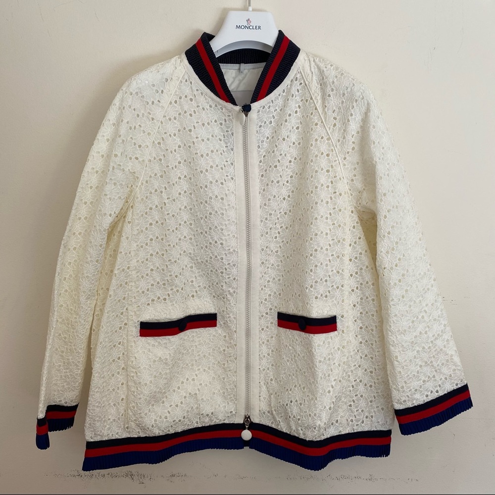 Moncler Lili Giubbotto White Embroider BomberNEW 3